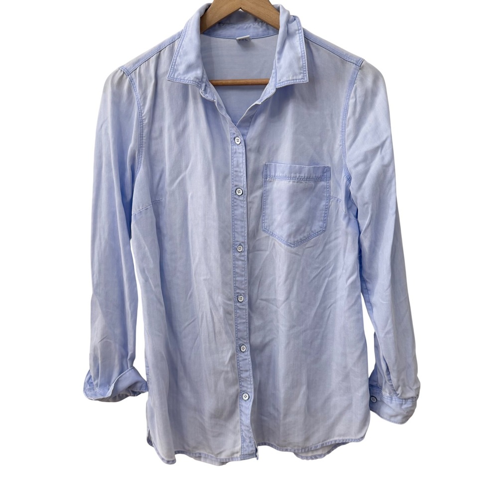 Old Navy Button Down Shirt Medium Light Blue 100% Tencel Lyocell Long Sleeve